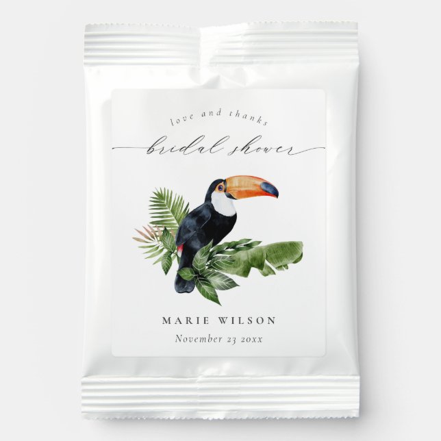 Elegant Tropical Rainforest Toucan Bridal Shower Margarita Drink Mix (Front)