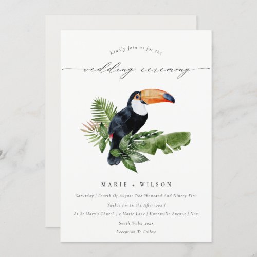 Elegant Tropical Rainforest Toucan Wedding Invite