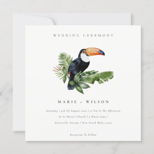 Elegant Tropical Rainforest Toucan Wedding Invite