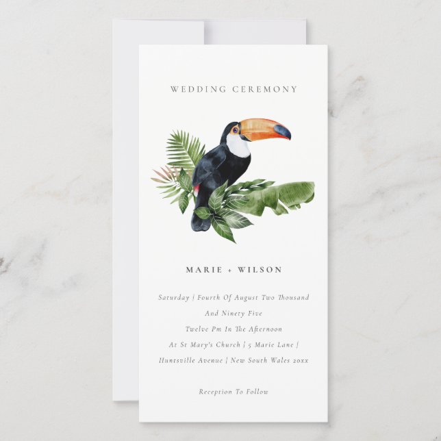 Elegant Tropical Rainforest Toucan Wedding Invite (Front)