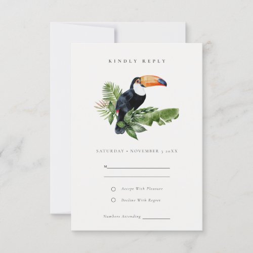 Elegant Tropical Rainforest Toucan Wedding RSVP Card