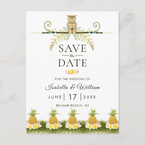 Elegant Tropical Save the Date Invitvitation Announcement Postcard