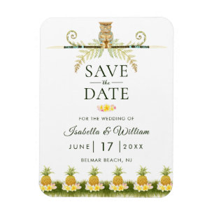 Elegant Tropical Save the Date Summer Wedding Magnet