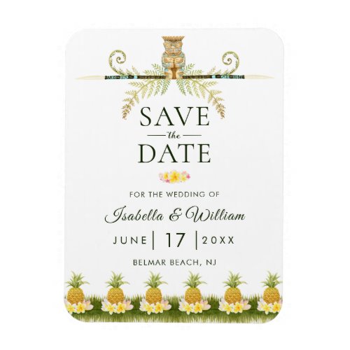 Elegant Tropical Save the Date Summer Wedding Magnet