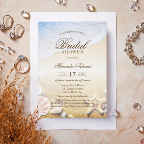 Elegant Tropical Starfish Beach Bridal Shower Invitation