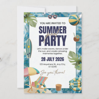 Elegant Tropical Summer Party Invitation Card