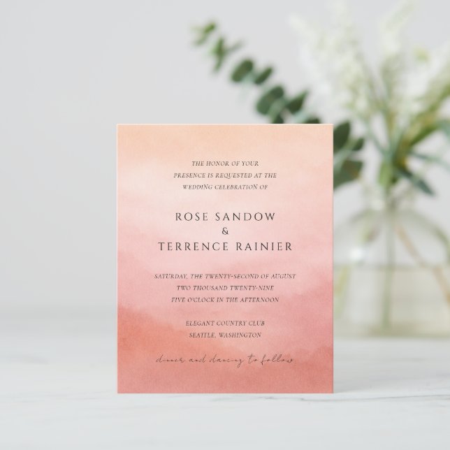 Elegant Tropical Sunset Wedding Invitation (Standing Front)