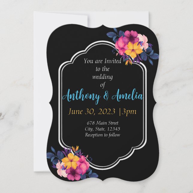Elegant Tropical Theme Wedding Invitation (Front)