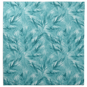 Elegant Tropical Turquois Palm Leaf Cloth Napkins