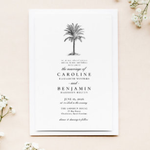 Elegant Tropical Vintage Palm Tree Wedding Invitation