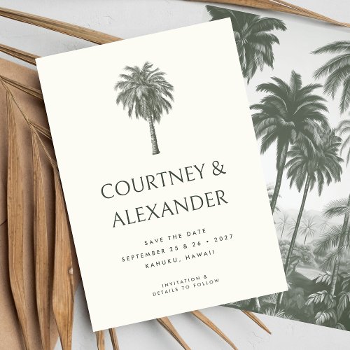 Elegant Tropical Vintage Palm Wedding Save The Date