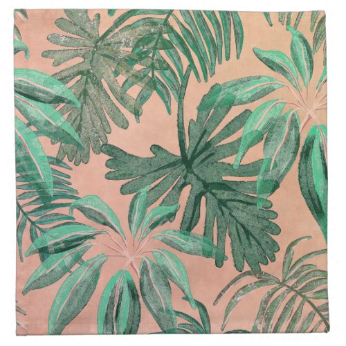 Elegant Tropical Watercolor Leaves Artwork  Cloth Napkin