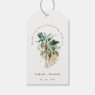 Elegant Tropical Watercolor Palm Trees Wedding Gift Tags