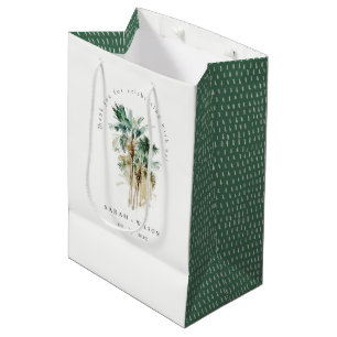 Elegant Tropical Watercolor Palm Trees Wedding Medium Gift Bag