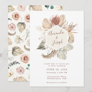 Elegant Tropical Watercolor Spring Floral Wedding Invitation