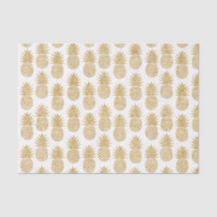 Elegant Tropical White Gold Pineapple Pattern Tissue Paper