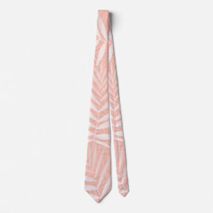 Elegant tropical white palm leaves paint neck tie