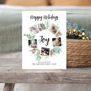 Elegant Tropical Wreath Photo Collage Christmas Holiday Postcard
