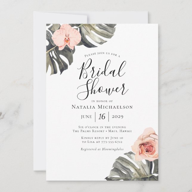 Elegant Tropics Bridal Shower Invitation (Front)