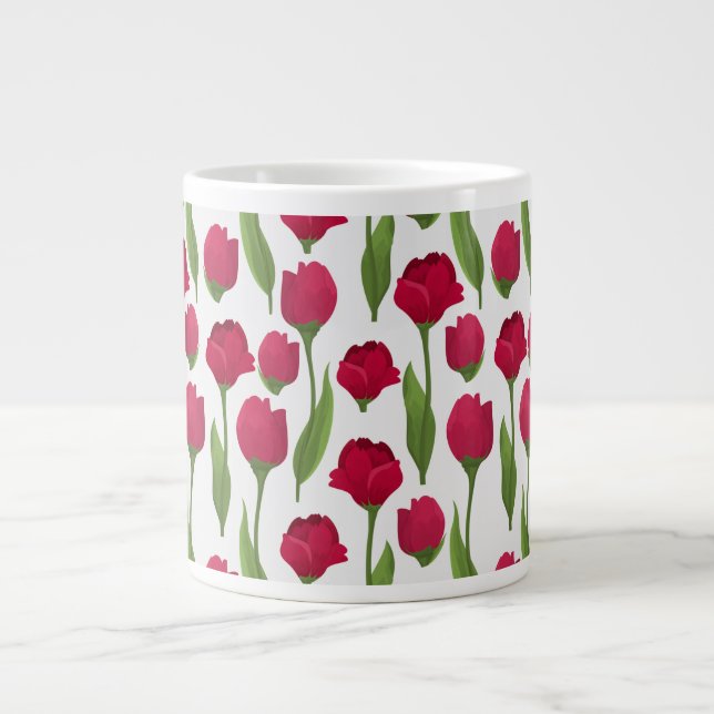 Elegant Tulip and Rose Floral Flowers Photography Giant Coffee Mug (Front)
