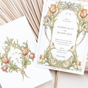 Elegant Tulip Art Nouveau Wedding Invitation