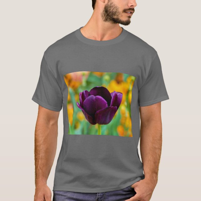 Elegant Tulip Blossom Floral T-Shirt (Front)