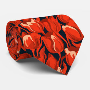 Elegant Tulip Floral Boho Engagement Neck Tie