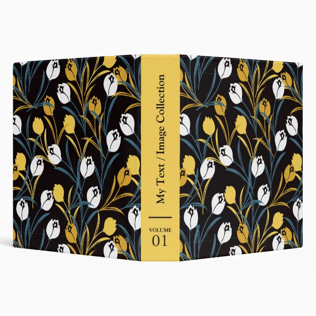 Elegant Tulip Floral Pattern  3 Ring Binder (Background)