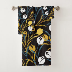 Elegant Tulip Floral Pattern Bath Towel Set