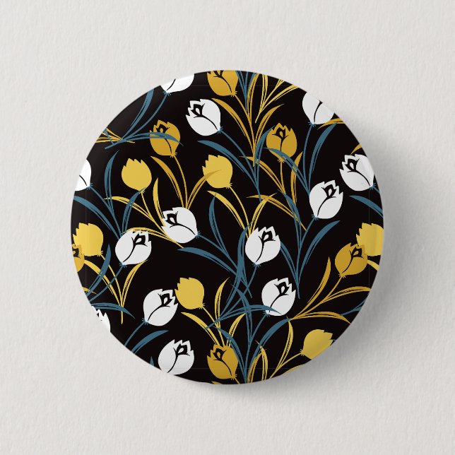 Elegant Tulip Floral Pattern  Button (Front)