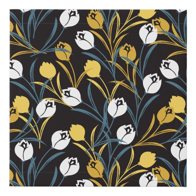 Elegant Tulip Floral Pattern  Faux Canvas Print (Front)