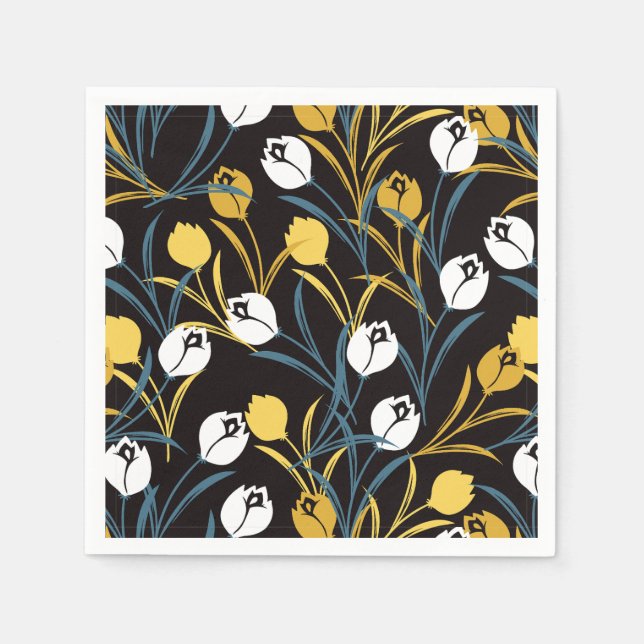 Elegant Tulip Floral Pattern  Napkins (Front)