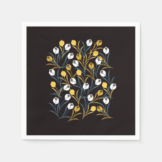 Elegant Tulip Floral Pattern  Napkins (Front)