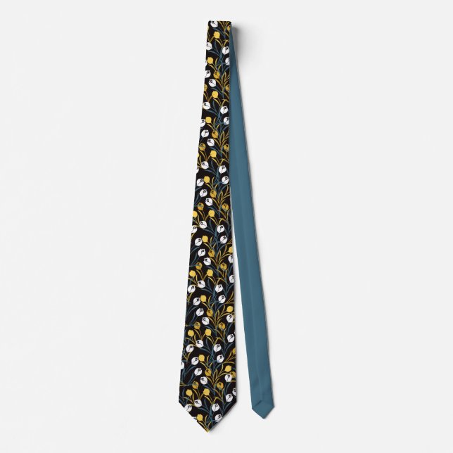 Elegant Tulip Floral Pattern  Neck Tie (Front)