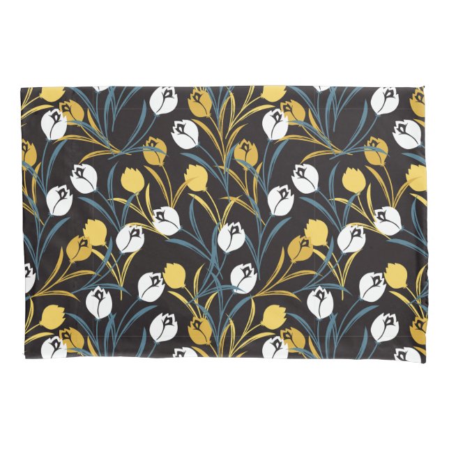 Elegant Tulip Floral Pattern  Pillow Case (Front)