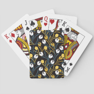 Elegant Tulip Floral Pattern Poker Cards