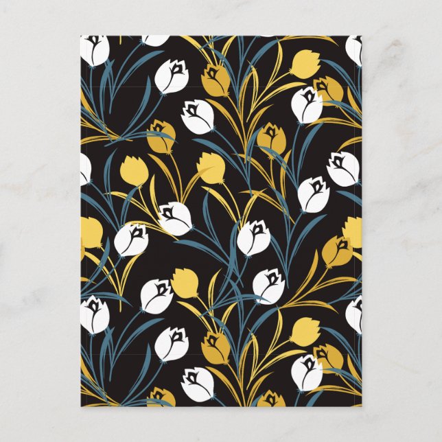 Elegant Tulip Floral Pattern  Postcard (Front)