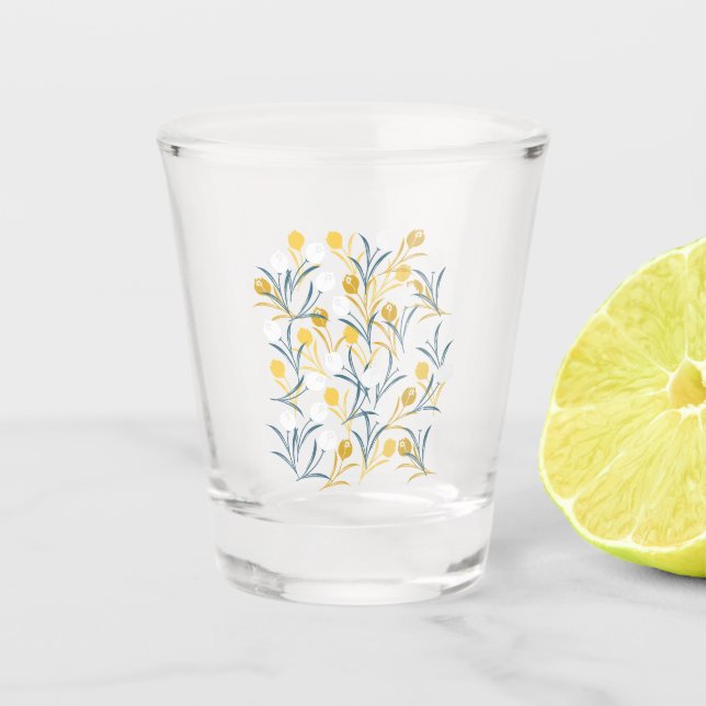 Elegant Tulip Floral Pattern  Shot Glass (Front)