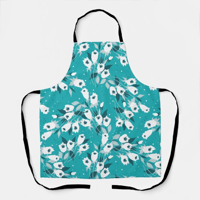 Elegant Tulip Flower Pattern Botanical Art Design Apron (Front)
