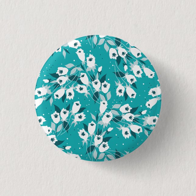 Elegant Tulip Flower Pattern Botanical Art Design Button (Front)