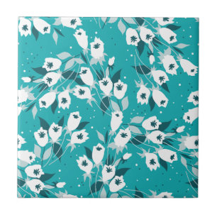 Elegant Tulip Flower Pattern Botanical Art Design Ceramic Tile