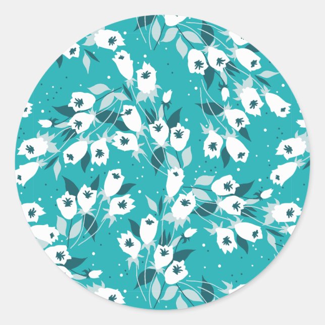 Elegant Tulip Flower Pattern Botanical Art Design Classic Round Sticker (Front)