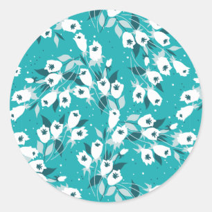 Elegant Tulip Flower Pattern Botanical Art Design Classic Round Sticker