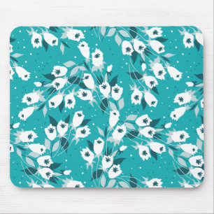 Elegant Tulip Flower Pattern Botanical Art Design Mouse Pad