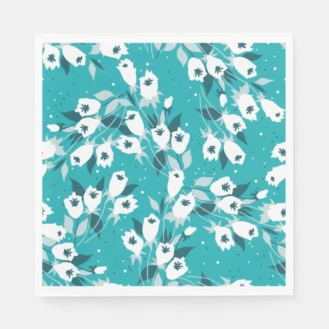 Elegant Tulip Flower Pattern Botanical Art Design Napkins (Front)