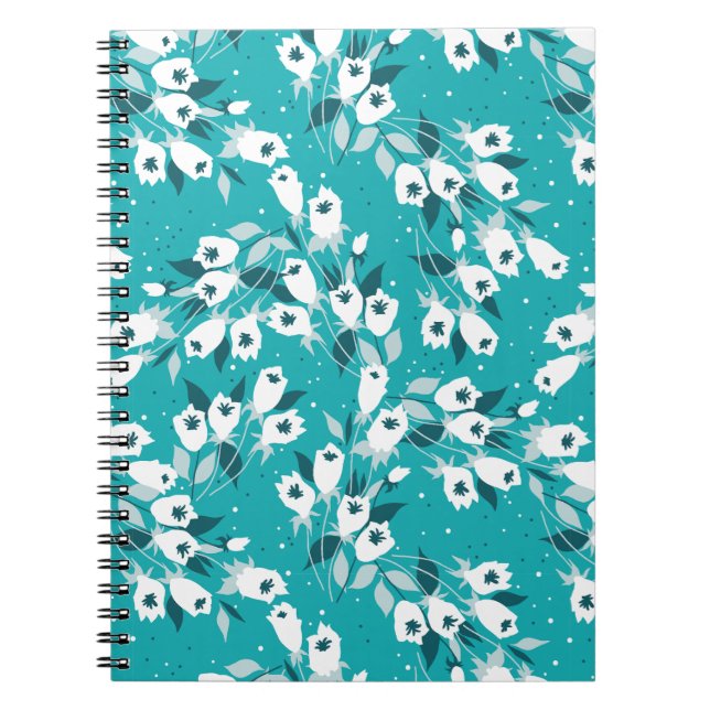 Elegant Tulip Flower Pattern Botanical Art Design Notebook (Front)