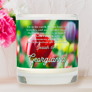 Elegant Tulip Garden Scripture Personalized Scente Scented Candle