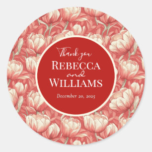 Elegant Tulip Sparkle Seaside Wedding Classic Round Sticker
