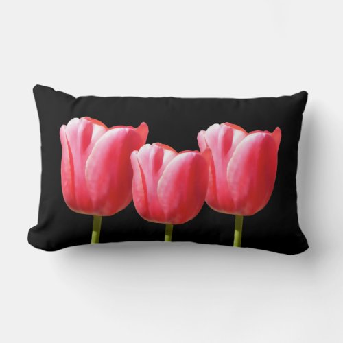 Elegant Tulip Trio Painting Lumbar Pillow