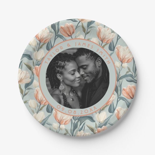 Elegant Tulip Wedding Plates For Floral Wedding (Front)